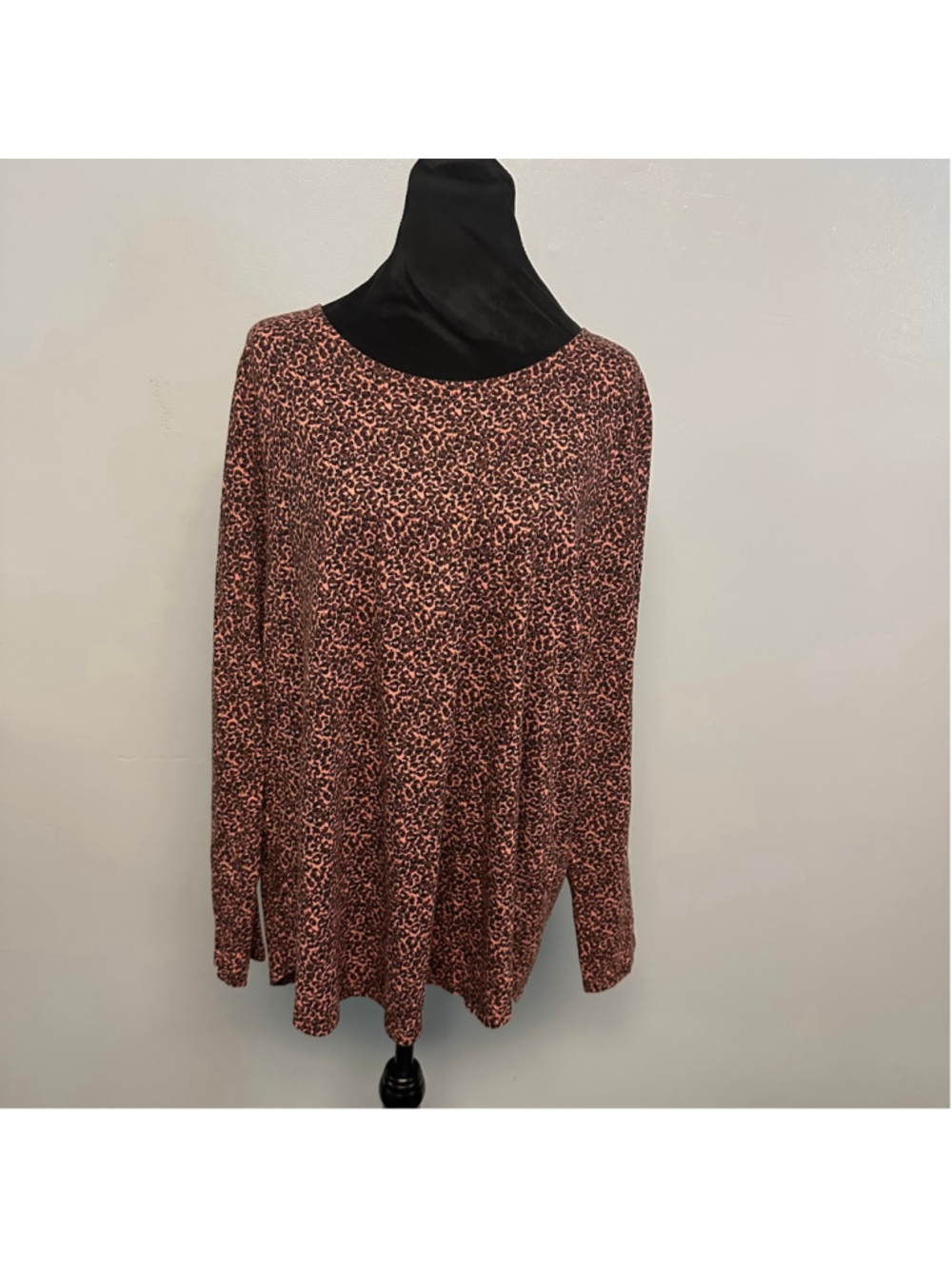 Chico's Zenergy Plus Size 16 Pink Brown Leopard Print Long Sleeve Tee